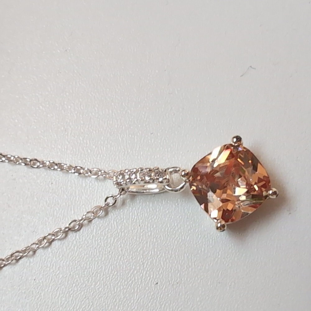 Dainty Silver Necklace with Orange Accent